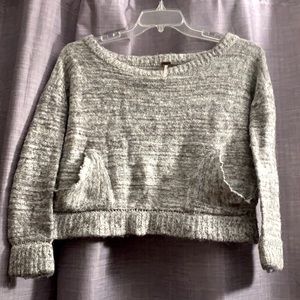 Free People cropped marled grey off the shoulder sweater. Size Medium